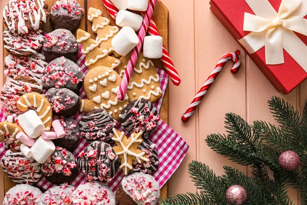 Different Christmas Cookies Table — Stock Photo, Image