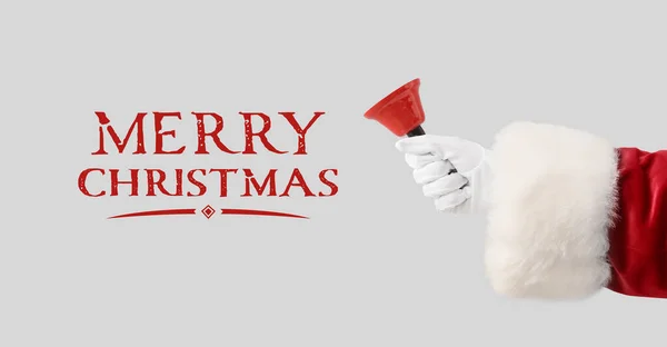 Beautiful Greeting Card Merry Christmas Celebration Santa Claus Holding Bell — Stock Photo, Image