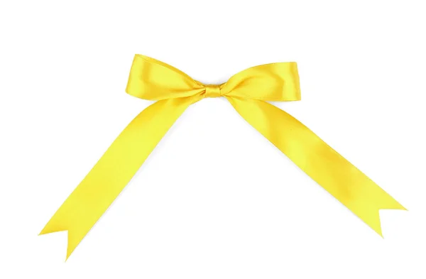 Bow Made Yellow Ribbon White Background — Stock Photo, Image