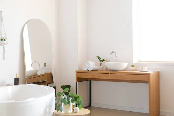 Interior Light Bathroom Mirror Table — Stock Photo, Image