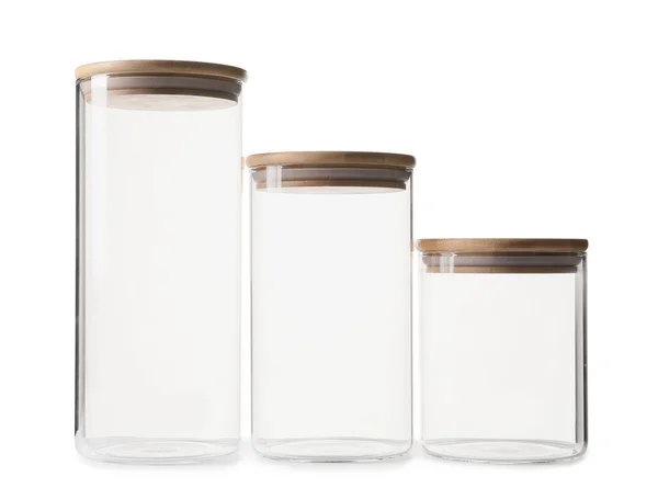 Glass Jars White Background — Stock Photo, Image