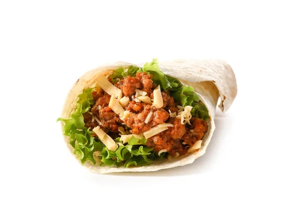 Tasty Burrito White Background — Stock Photo, Image