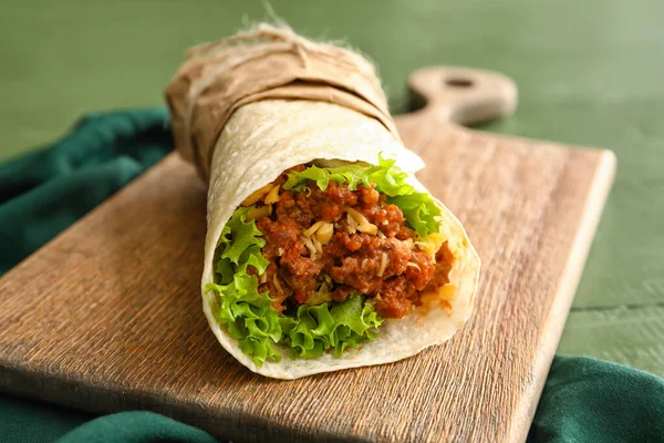 Burrito Saboroso Mesa Close — Fotografia de Stock