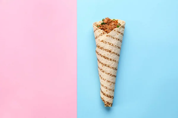 Tasty Burrito Color Background — Stock Photo, Image