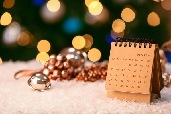 Craft Calendar Christmas Decor Snow — Stock Photo, Image