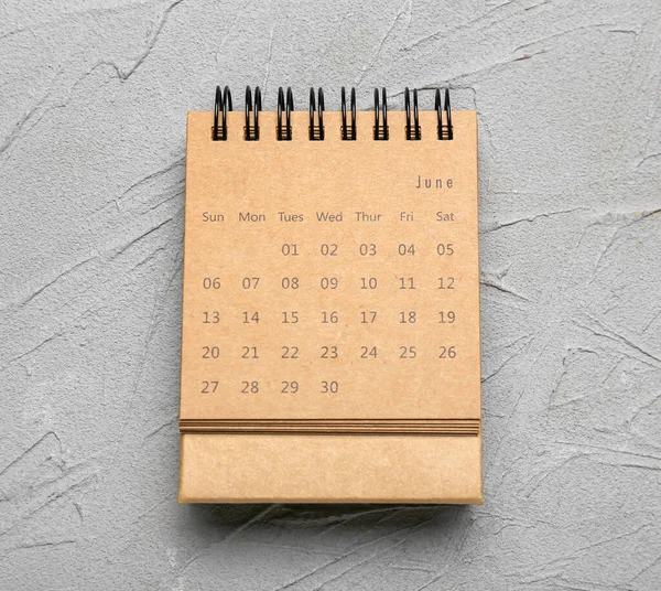 Ambachtelijke Kalender Grijze Achtergrond — Stockfoto