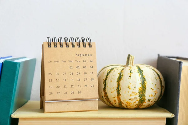 Craft Calendar Pumpkin Table Light Wall — Stock Photo, Image