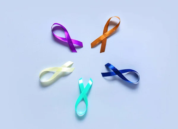 Composition Different Awareness Day Light Background World Cancer Day — Stockfoto
