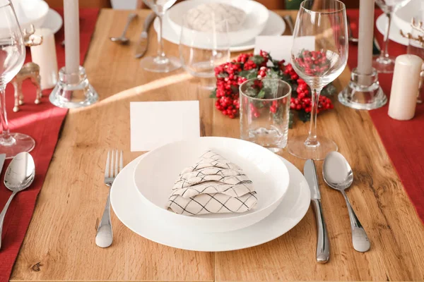 Elegant Table Setting Christmas Dinner — Stock Photo, Image