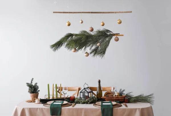Festliche Tischdekoration Für Weihnachtsfeier Speisesaal — Stockfoto