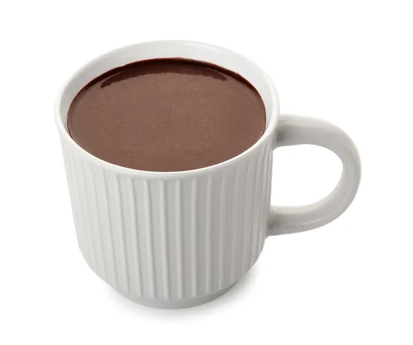 Tasse Mit Natürlicher Heißer Schokolade Auf Weißem Hintergrund — Stockfoto