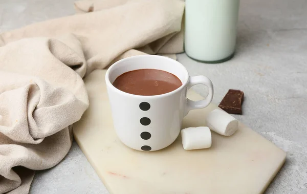 Cup Natural Hot Chocolate Marshmallow Light Background — Stock Photo, Image