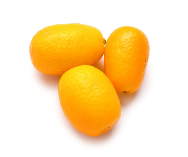 Gustosi Frutti Kumquat Sfondo Bianco — Foto Stock