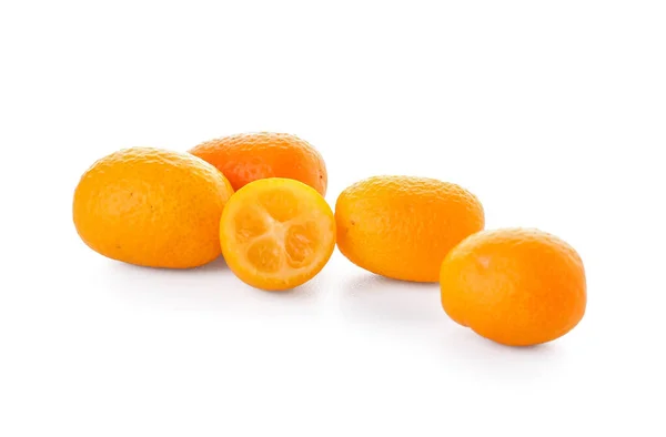 Deilige Kumquat Frukter Hvit Bakgrunn – stockfoto