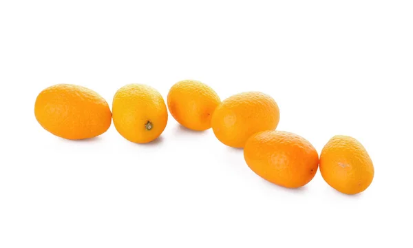 Gustosi Frutti Kumquat Sfondo Bianco — Foto Stock