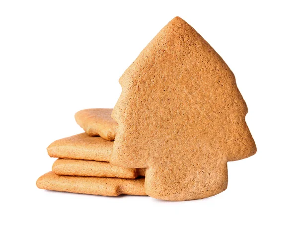 Delicious Christmas Gingerbread Cookies White Background — Stock Photo, Image