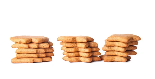 Deliciosos Biscoitos Gengibre Natal Fundo Branco — Fotografia de Stock