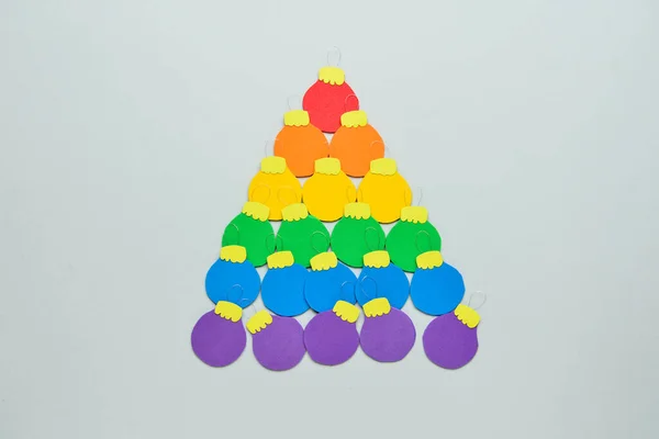 Creative Rainbow Christmas Tree Light Background — Stock Photo, Image