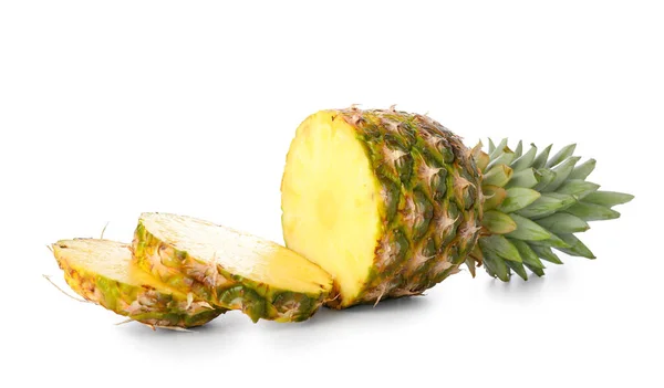 Ripe Cut Pineapple Isolated White Background — Stock Photo, Image