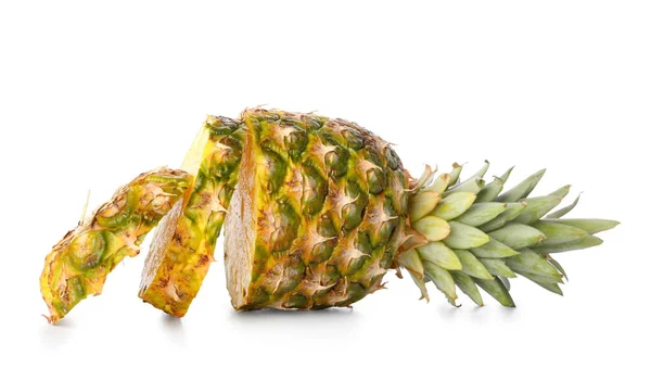 Beyaz Arka Plan Üzerinde Izole Ananas Kesme — Stok fotoğraf