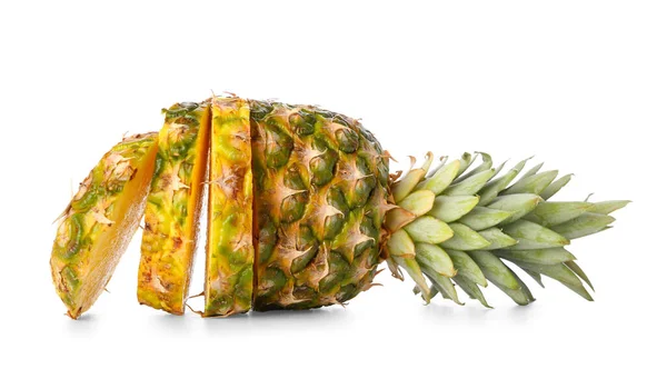 Skär Ananas Isolerad Vit Bakgrund — Stockfoto