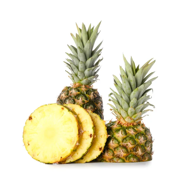 Fresh Ripe Pineapples Isolated White Background — Stock Photo, Image