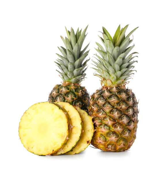 Fresh Ripe Pineapples Isolated White Background — Stock Photo, Image