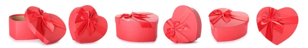 Set Gift Box Valentine Day White Background — Fotografia de Stock