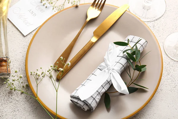 Beautiful Table Setting Wedding Light Background — Stock Photo, Image