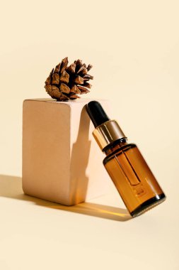 Renkli arka planda gerekli yağ ve koni bileşimi