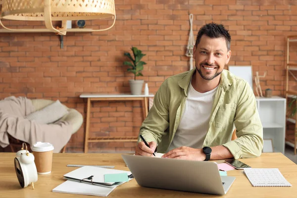 Handsome Man Working Table Office — Stock Photo, Image