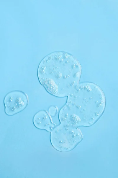 Drops Liquid Transparent Gel Bubbles Blue Background — 스톡 사진