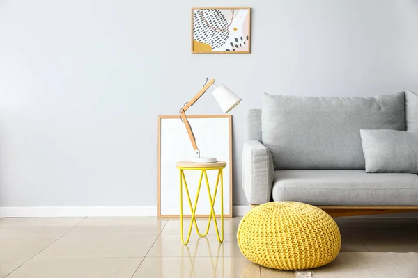 Coffee Table Lamp Frame Pouf Sofa Light Wall — 스톡 사진