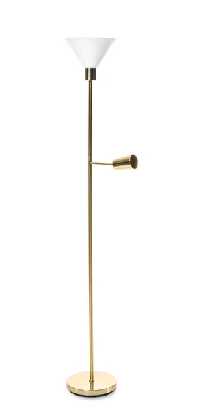 Golden Floor Lamp White Background — Fotografia de Stock