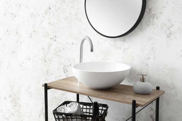 Shelf Sink Soap Light Wall Bathroom — Stock Photo, Image