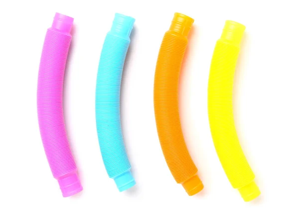 Different Colorful Pop Tubes White Background — Stock Photo, Image