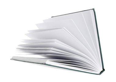 Uçan kitap beyaz arkaplanda izole edildi