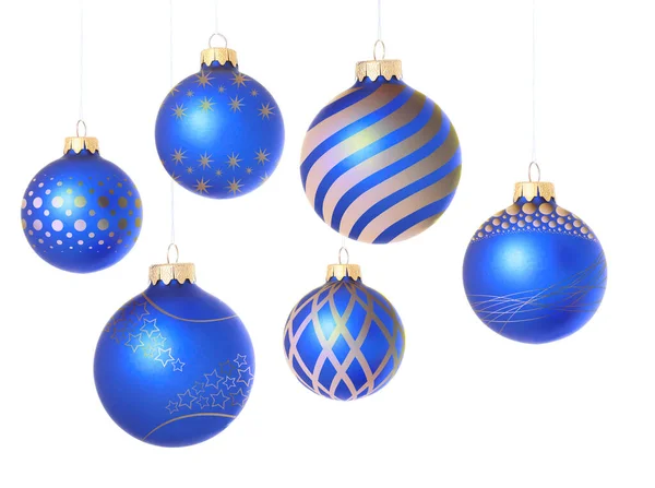 Verzameling Van Mooie Kerstballen Witte Achtergrond — Stockfoto