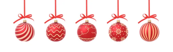 Collection Beautiful Christmas Balls White Background — Stock Photo, Image