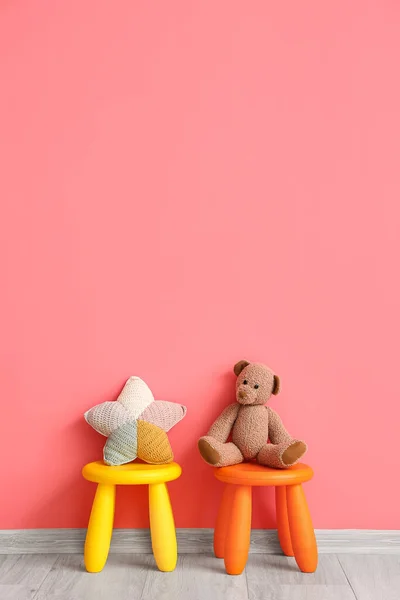 Child Stools Cute Toys Color Wall Room — Stock Photo, Image