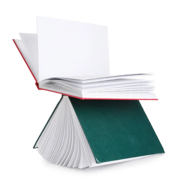 Flying Books Blank Pages White Background — Fotografia de Stock