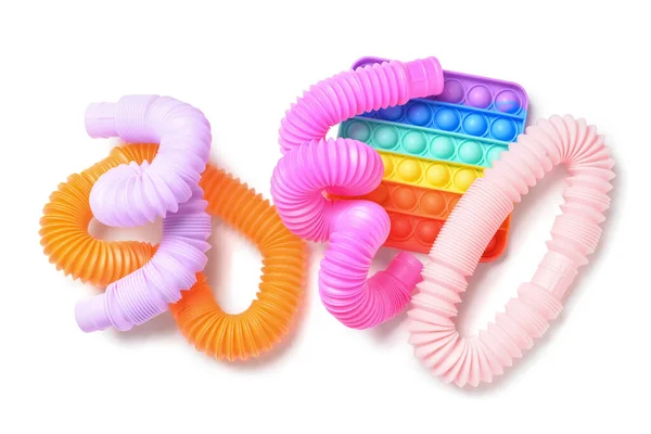 Colorful Pop Tubes Pop Fidget Toy White Background — Foto Stock