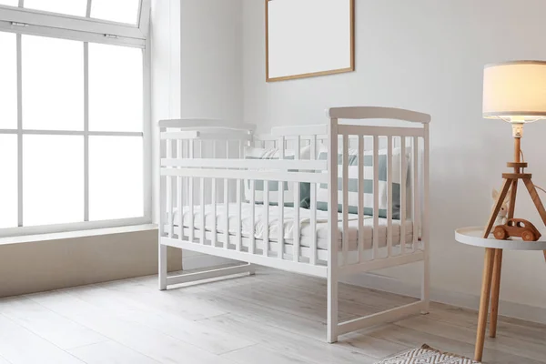Comfortable Crib Big Window Children Room — Stock Photo, Image