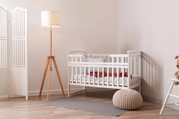 Interior Modern Children Room Comfortable Crib — Stock Photo, Image