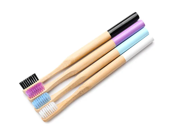 Bamboo Toothbrushes White Background — Stock Photo, Image