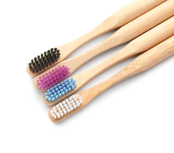 Bamboo Toothbrushes White Background — Stock Photo, Image