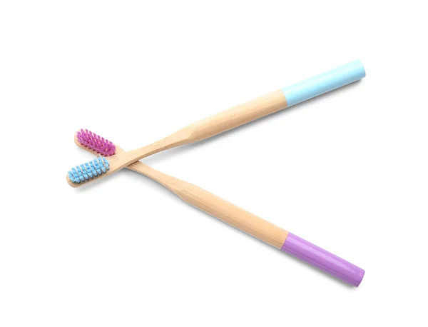 Bamboo Toothbrushes White Background — Stock Photo, Image