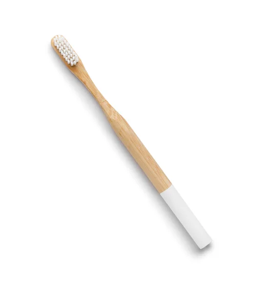 白色背景的竹子牙刷 — 图库照片