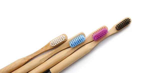 Bamboo Toothbrushes White Background — Stock Photo, Image