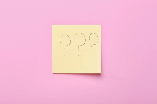 Sticky Note Question Marks Pink Background — Stock Fotó